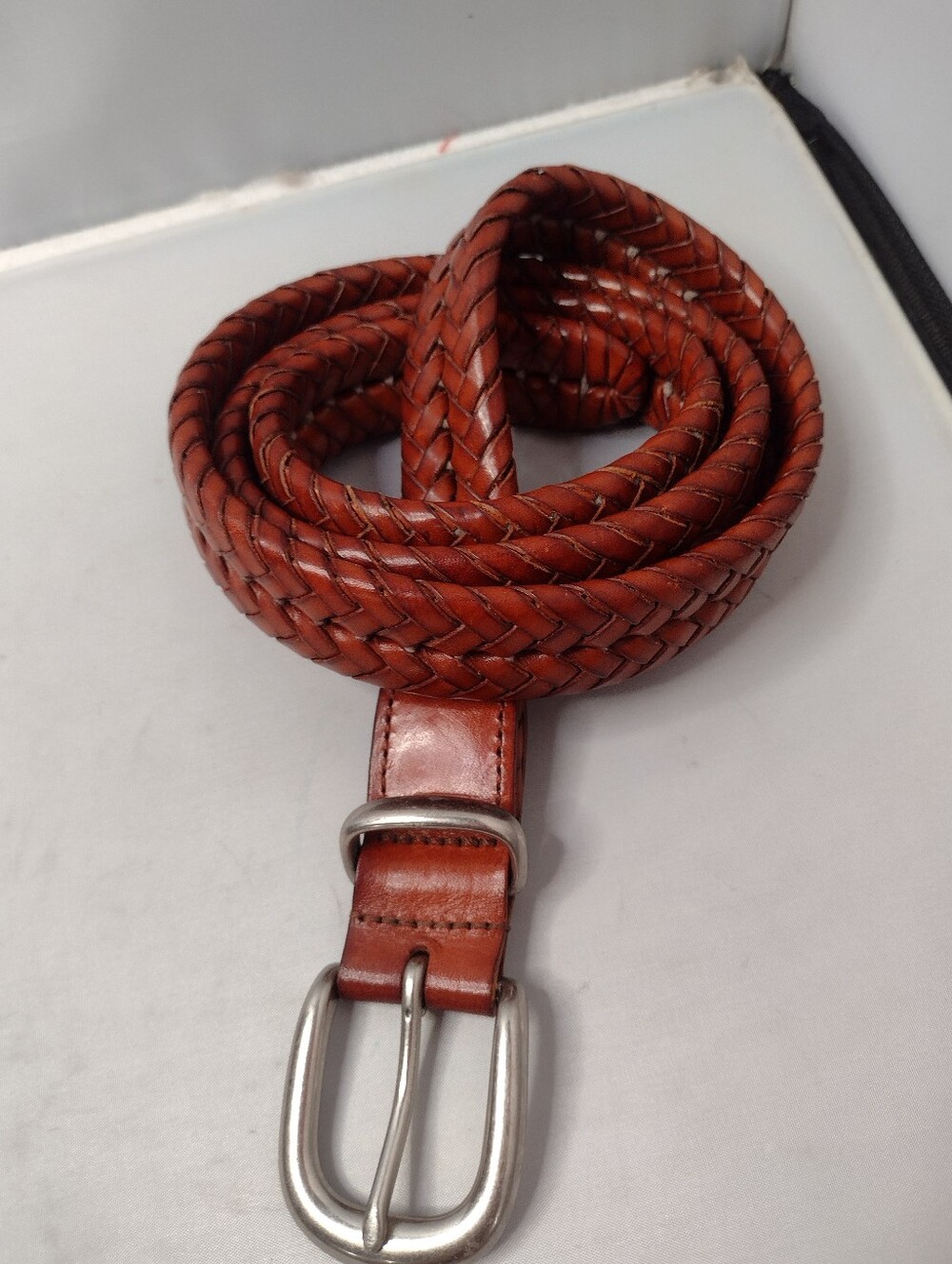 Coach 5922 Braided Leather Belt Vintage Size 40 Brown Brass Buckle A14